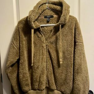 Super soft fuzzy zip sweatshirt jacket with hood